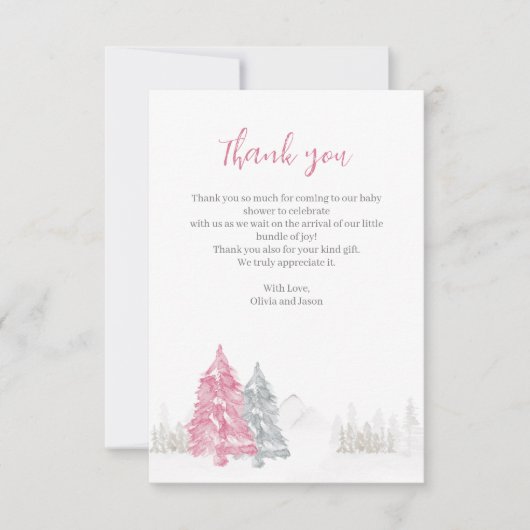 冬の赤ちゃんシャワーありがとう サンキューカード (正面)