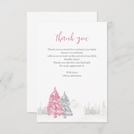 冬の赤ちゃんシャワーありがとう サンキューカード (正面/裏面)