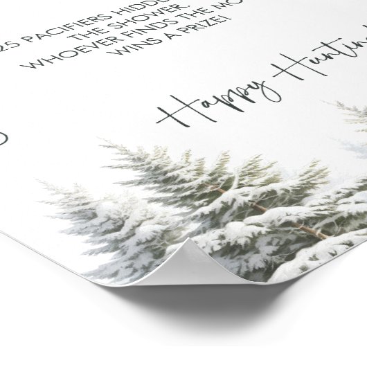 冬の赤ちゃんシャワーおしゃぶり狩りゲームサイン ポスター (角)