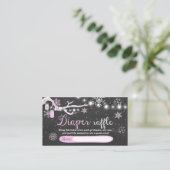 冬の赤ちゃんシャワーおむつラッフルカードピンクガール エンクロージャーカード (スタンド正面)