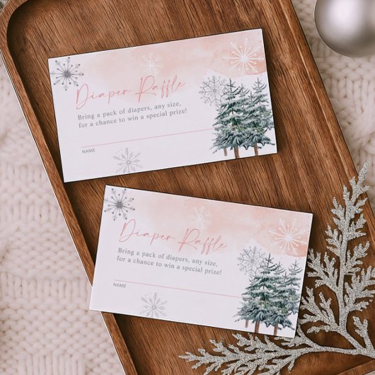 冬の赤ちゃんシャワーおむつラッフルカード エンクロージャーカード