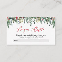 冬の赤ちゃんシャワーおむつラッフルカード