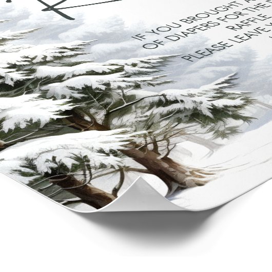 冬の赤ちゃんシャワーおむつラッフルサイン ポスター (角)