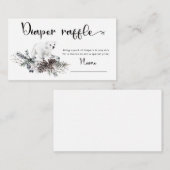 冬の赤ちゃんシャワーおむつラッフルチケット エンクロージャーカード (正面/裏面)