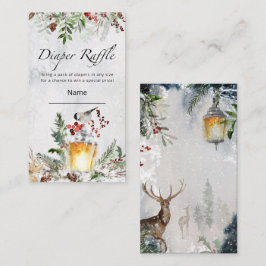 冬の赤ちゃんシャワーおむつラッフルチケット エンクロージャーカード