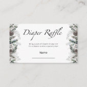冬の赤ちゃんシャワーおむつラッフルチケット エンクロージャーカード (正面)