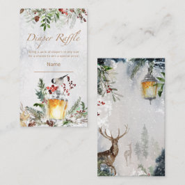 冬の赤ちゃんシャワーおむつラッフルチケット エンクロージャーカード