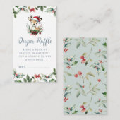 冬の赤ちゃんシャワーおむつラッフル小さな鹿かわいい エンクロージャーカード (正面/裏面)