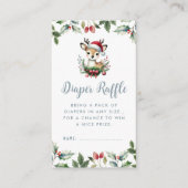 冬の赤ちゃんシャワーおむつラッフル小さな鹿かわいい エンクロージャーカード (正面)