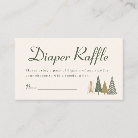 冬の赤ちゃんシャワーおむつラッフル エンクロージャーカード (正面)