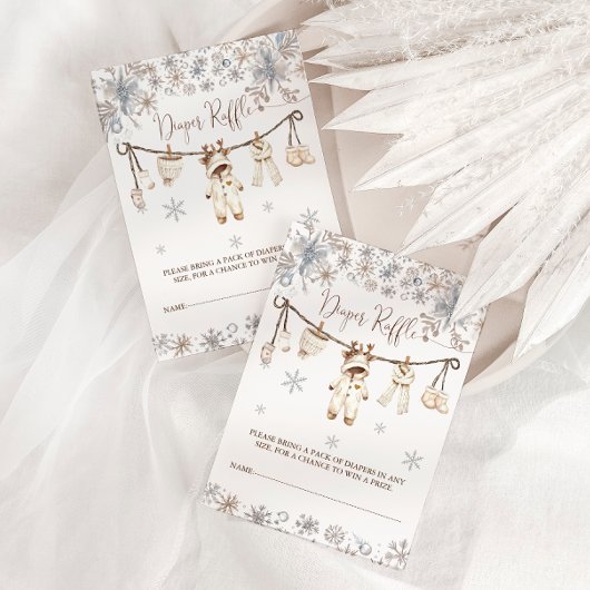 冬の赤ちゃんシャワーおむつラッフル エンクロージャーカード