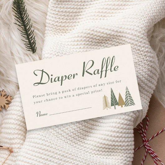 冬の赤ちゃんシャワーおむつラッフル エンクロージャーカード