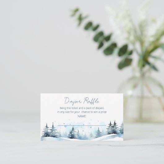 冬の赤ちゃんシャワーおむつラッフル エンクロージャーカード (スタンド正面)