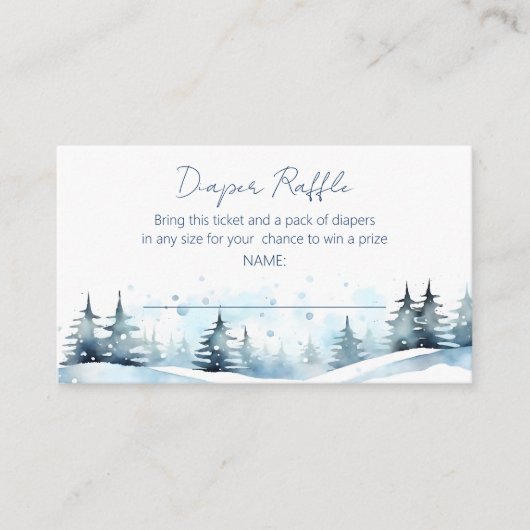 冬の赤ちゃんシャワーおむつラッフル エンクロージャーカード (正面)
