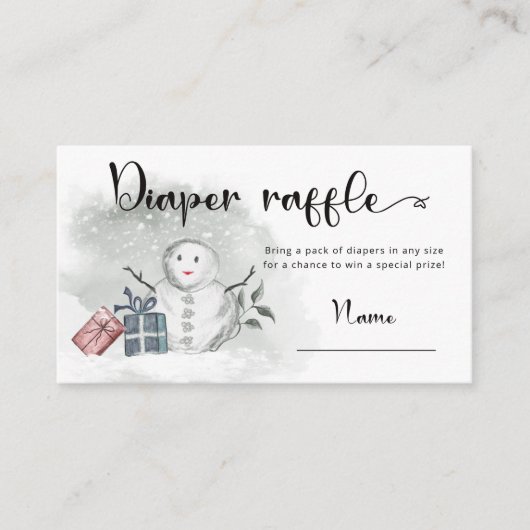 冬の赤ちゃんシャワーおむつラッフル エンクロージャーカード (正面)