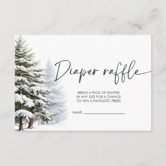 冬の赤ちゃんシャワーおむつラッフル エンクロージャーカード (正面)