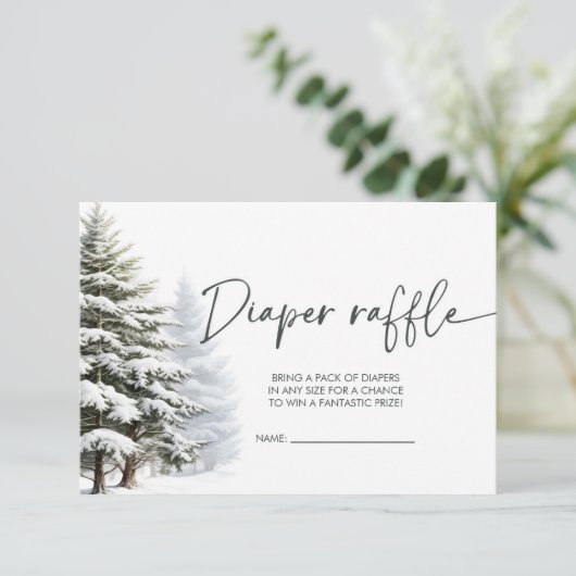 冬の赤ちゃんシャワーおむつラッフル エンクロージャーカード (スタンド正面)