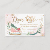 冬の赤ちゃんシャワーそり寒いピンクのおむつラッフル エンクロージャーカード (正面)