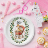 冬の赤ちゃんシャワーで可愛いキリン ペーパープレート (パーティー)