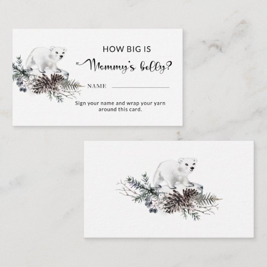 冬の赤ちゃんシャワーどのように大きいママの腹の囲い エンクロージャーカード (正面/裏面)