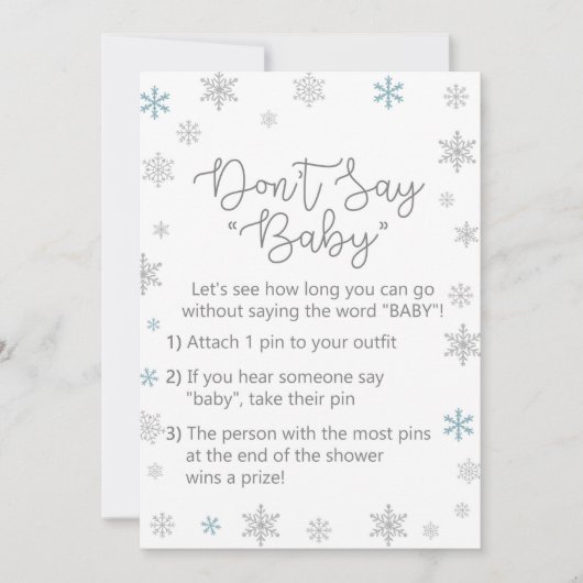 冬の赤ちゃんシャワーのサインサイズ5 x 7" 招待状 (正面)