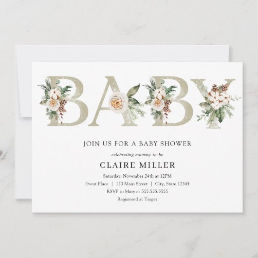 冬の赤ちゃんシャワーの招待状 招待状 (正面)