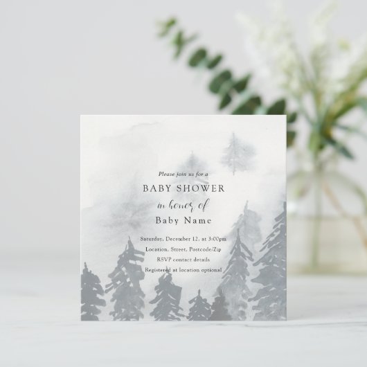 冬の赤ちゃんシャワーの招待状 招待状 (スタンド正面)