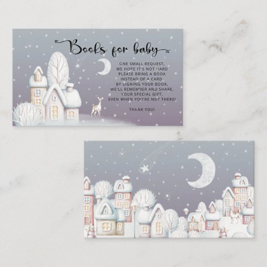 冬の赤ちゃんシャワーの本ベビーチケットエンクロージャ エンクロージャーカード (正面/裏面)