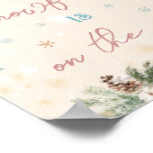 冬の赤ちゃんシャワーの途中の小さなスノーフレーク ポスター (角)