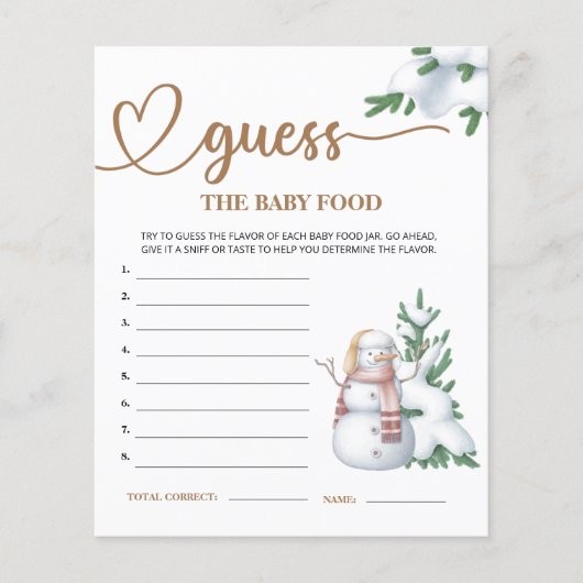 冬の赤ちゃんシャワーはベビー食品のカムを推測 (正面)