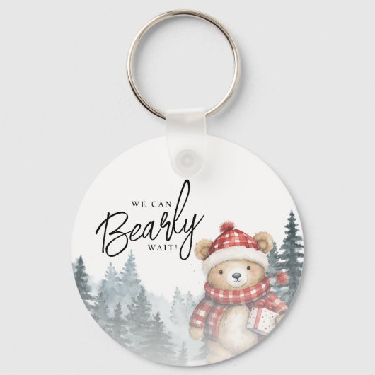 冬の赤ちゃんシャワーを待つことができる キーホルダー (正面)