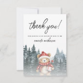 冬の赤ちゃんシャワーを待つことができる サンキューカード (正面)