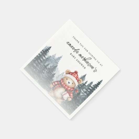 冬の赤ちゃんシャワーを待つことができる スタンダードカクテルナプキン (角)