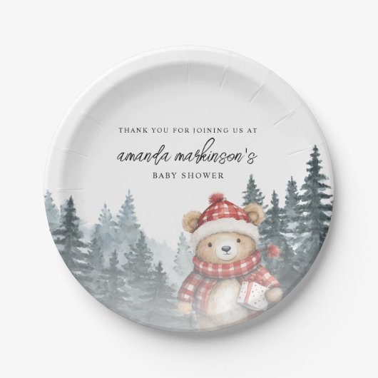 冬の赤ちゃんシャワーを待つことができる ペーパープレート (正面)