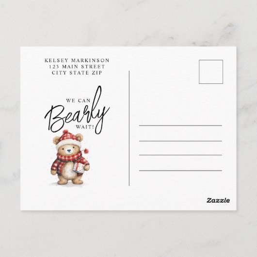 冬の赤ちゃんシャワーを待つことができる ポストカード (裏面)