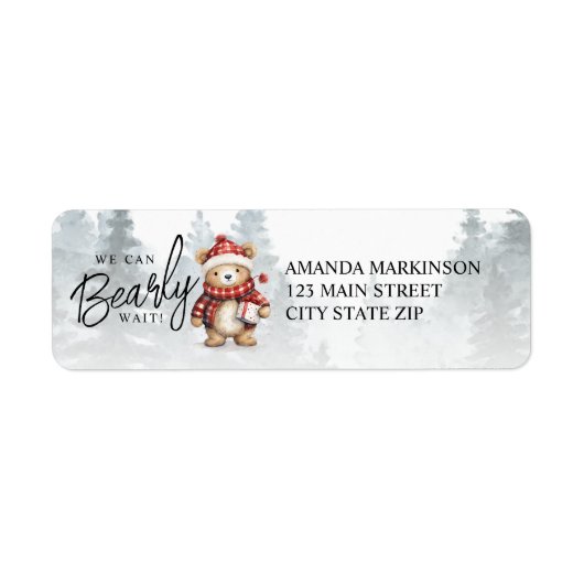 冬の赤ちゃんシャワーを待つことができる ラベル (正面)