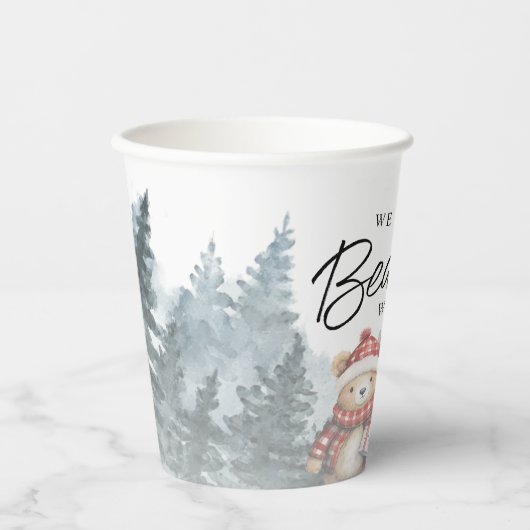 冬の赤ちゃんシャワーを待つことができる 紙コップ (正面)