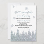 冬の赤ちゃんシャワーウッドランドリトルスノーフレーク 招待状 (正面)