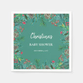 冬の赤ちゃんシャワーグリーン スタンダードカクテルナプキン (正面)