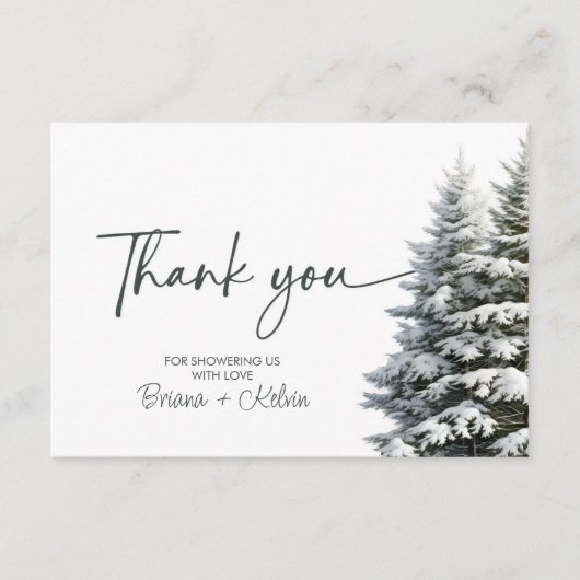 冬の赤ちゃんシャワーサンキューカード エンクロージャーカード (正面)