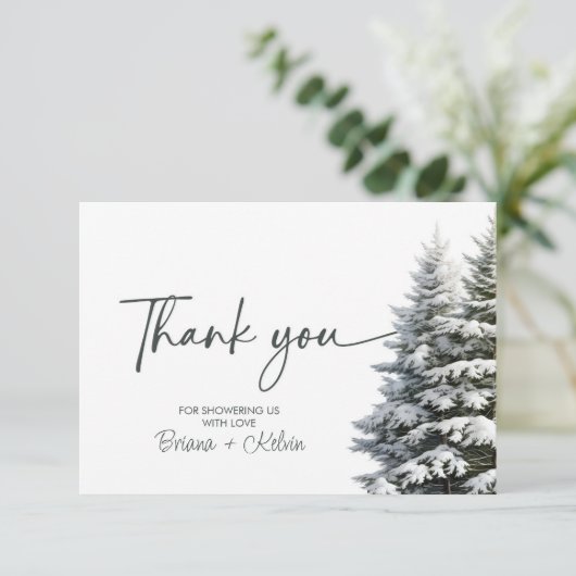 冬の赤ちゃんシャワーサンキューカード エンクロージャーカード (スタンド正面)