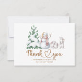 冬の赤ちゃんシャワーサンキューカード カード (正面)