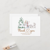 冬の赤ちゃんシャワーサンキューカード カード (正面/裏面インサイチュ)