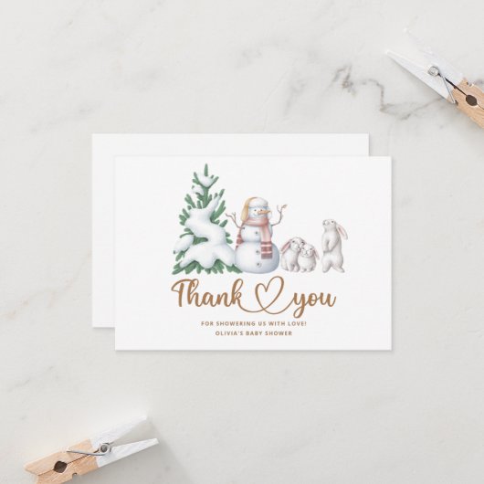 冬の赤ちゃんシャワーサンキューカード カード (正面/裏面インサイチュ)