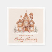 冬の赤ちゃんシャワージンガーブレッドハウス スタンダードカクテルナプキン (正面)