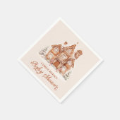 冬の赤ちゃんシャワージンガーブレッドハウス スタンダードカクテルナプキン (角)