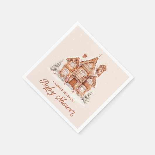 冬の赤ちゃんシャワージンガーブレッドハウス スタンダードカクテルナプキン (角)