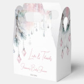 冬の赤ちゃんシャワーパステルピンクの灰色の松 フェイバーボックス (オープン)