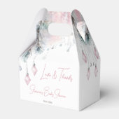 冬の赤ちゃんシャワーパステルピンクの灰色の松 フェイバーボックス (正面サイド)