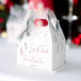 冬の赤ちゃんシャワーパステルピンクの灰色の松 フェイバーボックス